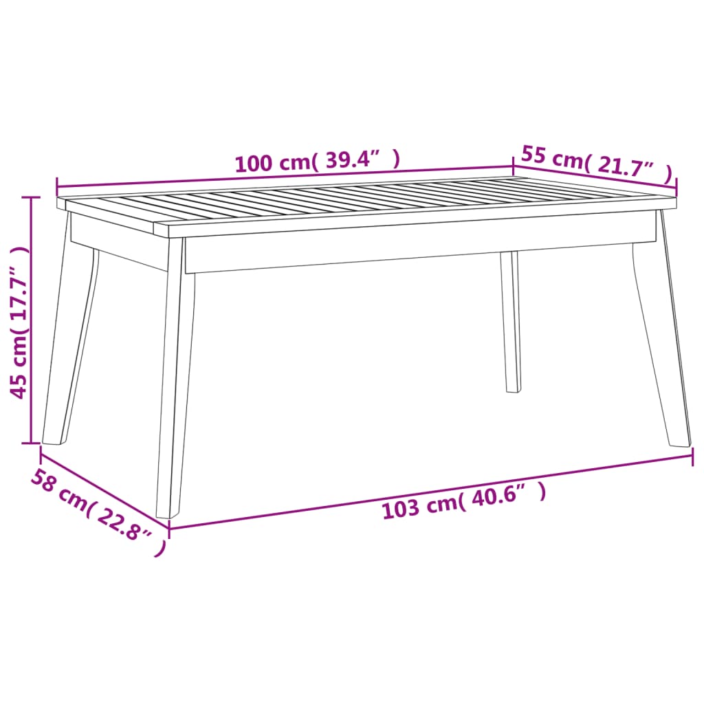 Set da Giardino con Cuscino in Legno Massello di Acacia | homemem39