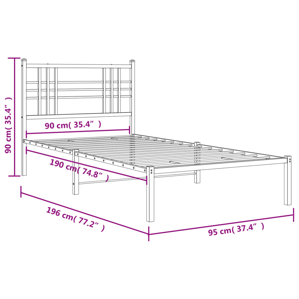 Giroletto con Testiera in Metallo Nero 90x190 cm | homemem39