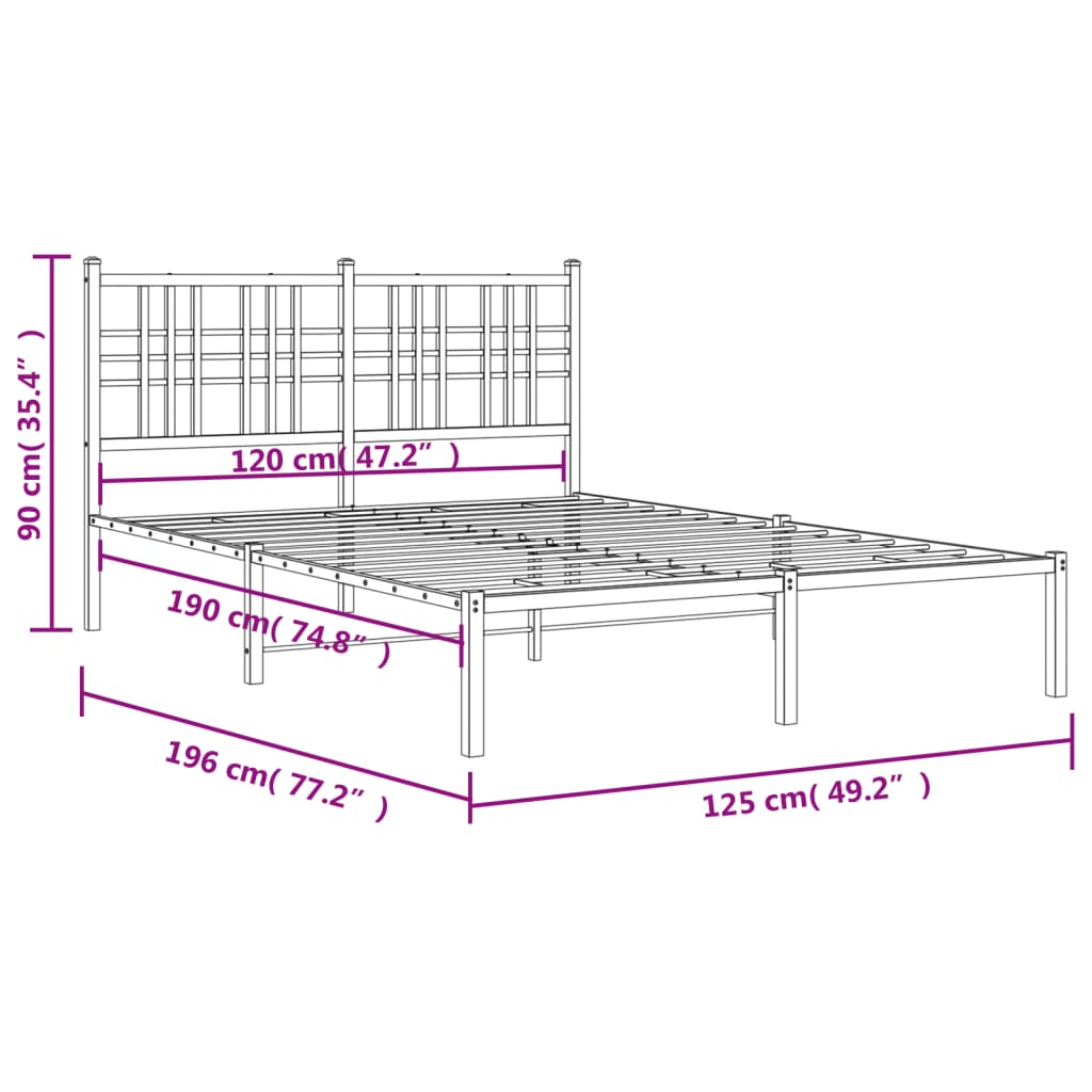 Giroletto con Testiera in Metallo Nero 120x190 cm | homemem39