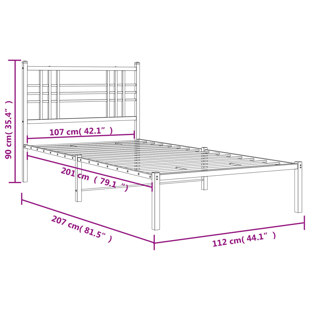 Giroletto con Testiera Metallo Bianco 107x203 cm | homemem39