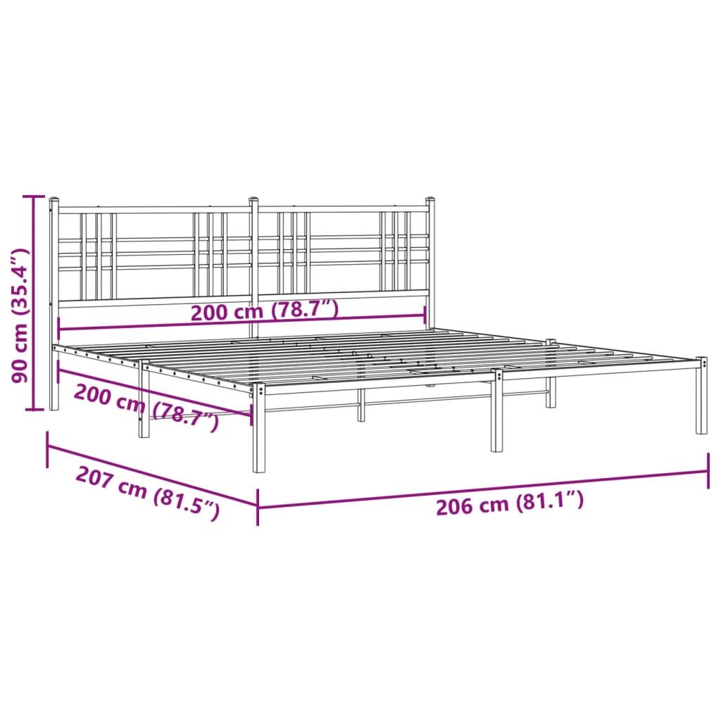 Giroletto con Testiera Metallo Bianco 200x200 cm | homemem39