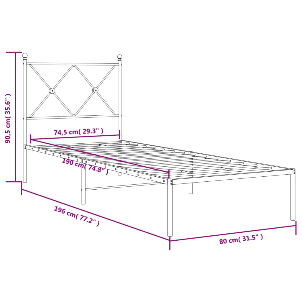 Giroletto con Testiera in Metallo Nero 75x190 cm | homemem39