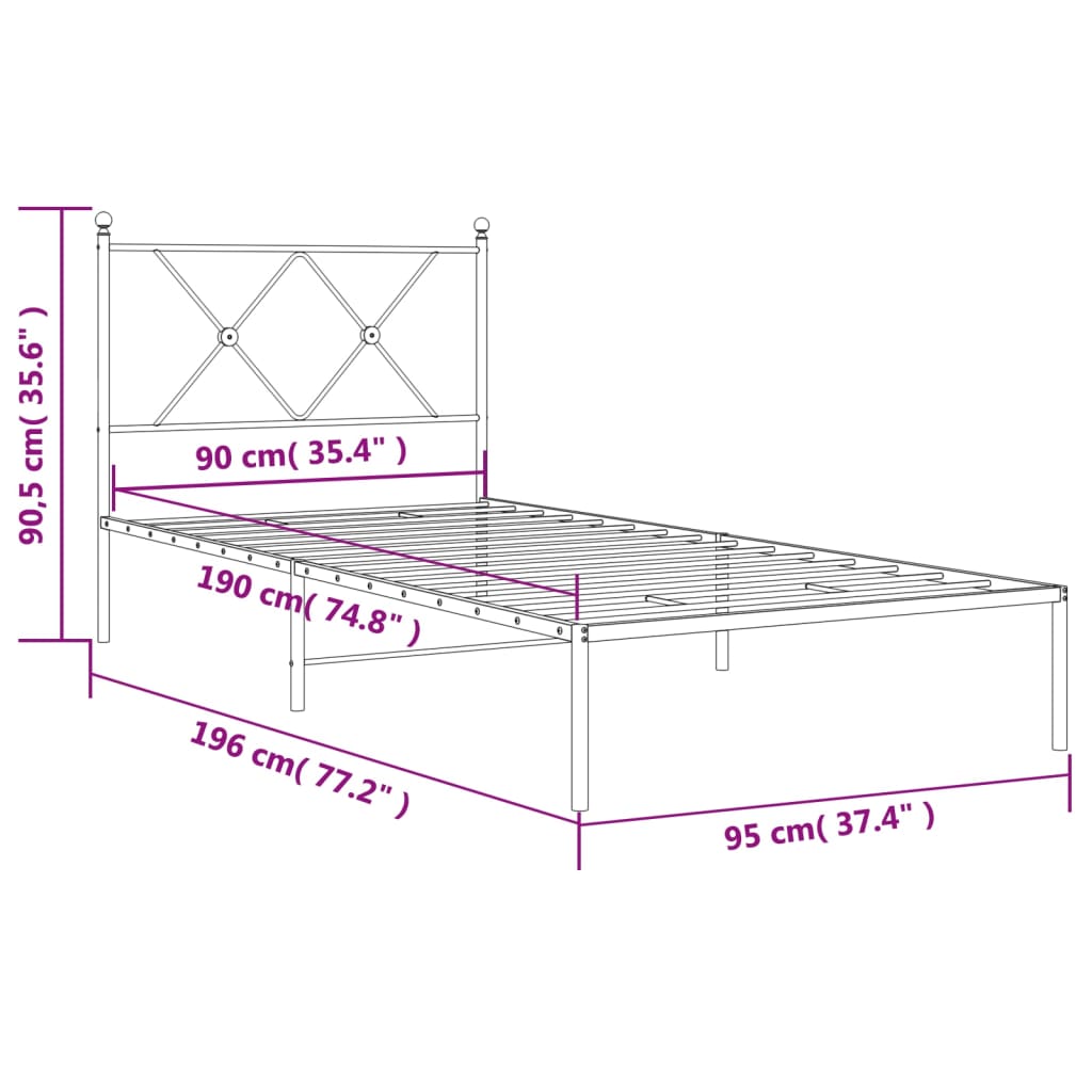 Giroletto con Testiera in Metallo Nero 90x190 cm | homemem39