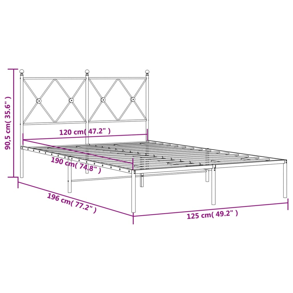 Giroletto con Testiera in Metallo Nero 120x190 cm | homemem39