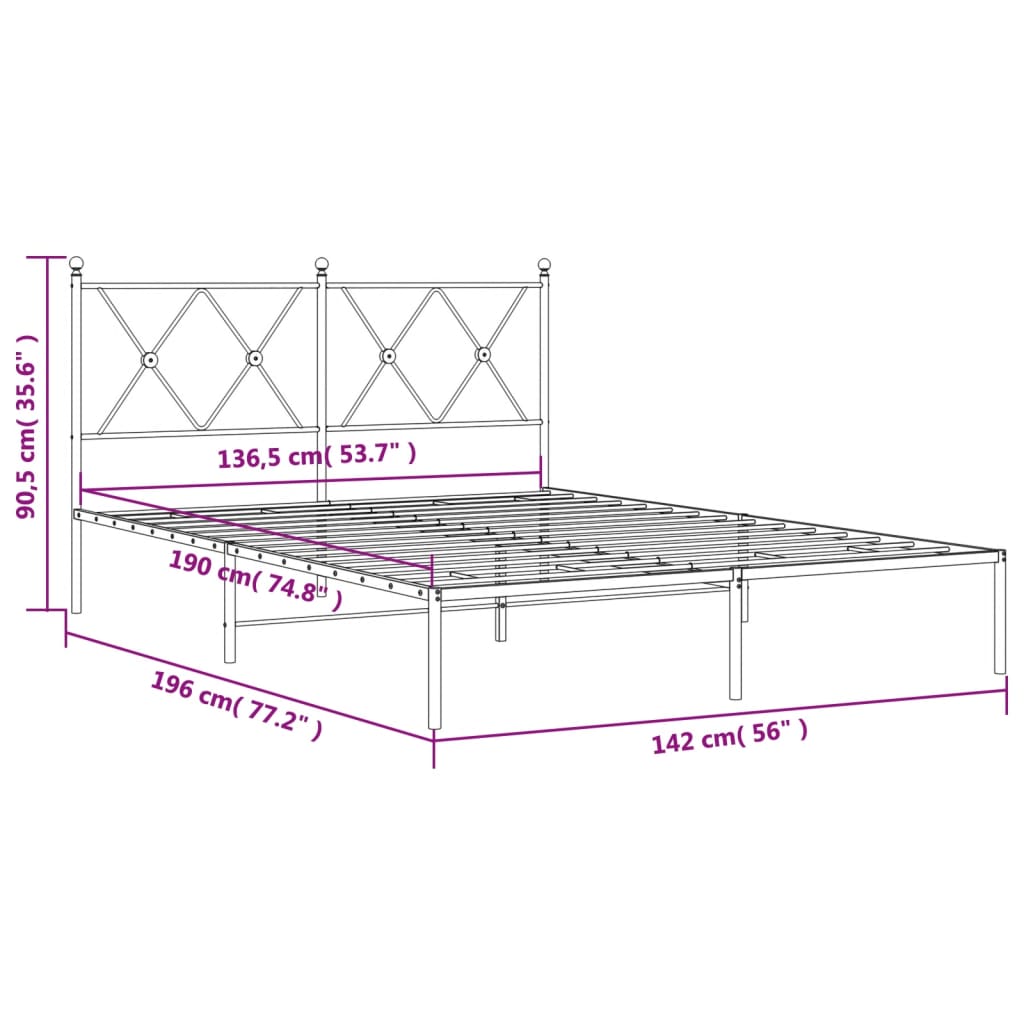 Giroletto con Testiera Metallo Bianco 135x190 cm | homemem39