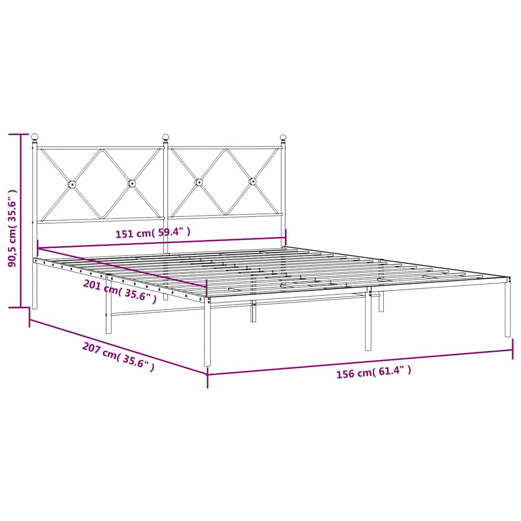 Giroletto con Testiera Metallo Bianco 150x200 cm | homemem39
