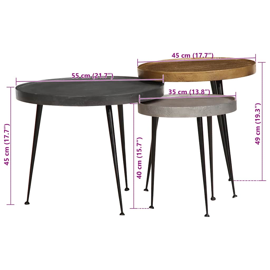 Tavolini da Salotto 3 pz Multicolorein Legno Multistrato