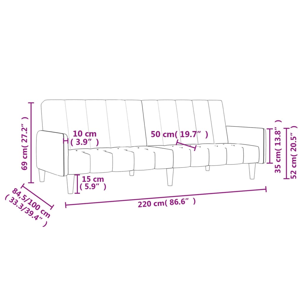 Divano Letto a 2 Posti Grigio Chiaro in Tessuto | homemem39