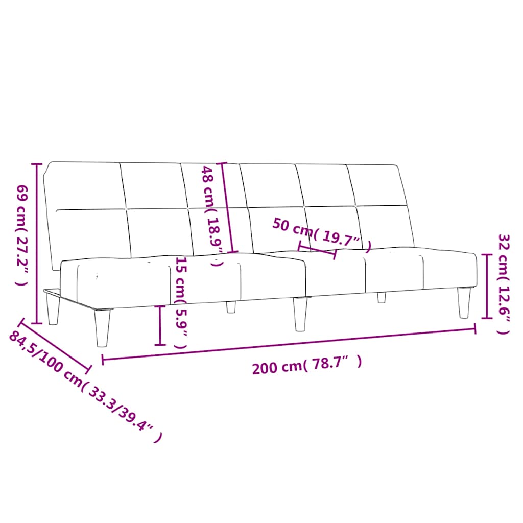 Divano Letto a 2 Posti in Tessuto - homemem39