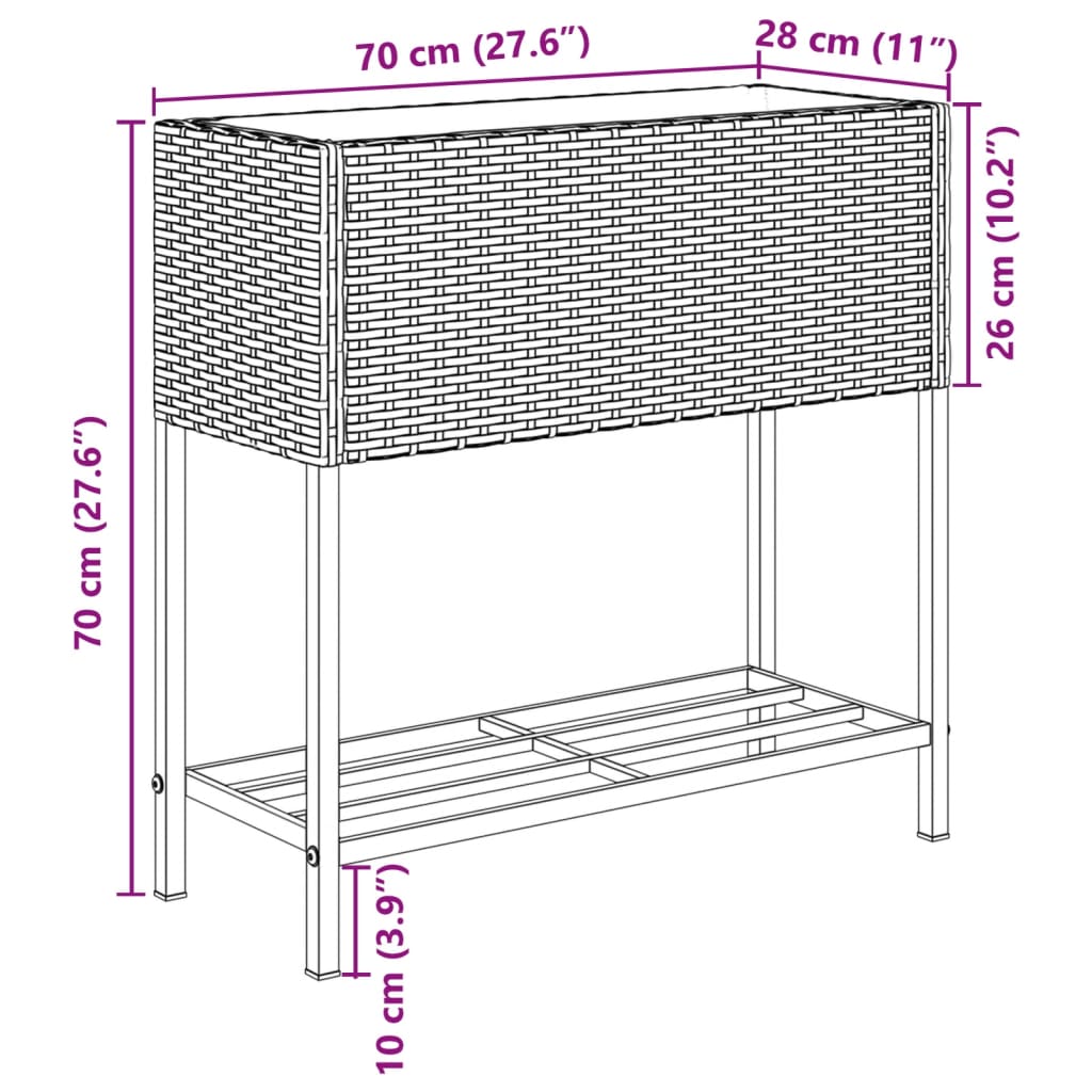 Fioriera da Giardino con Ripiano Marrone in Polyrattan | homemem39