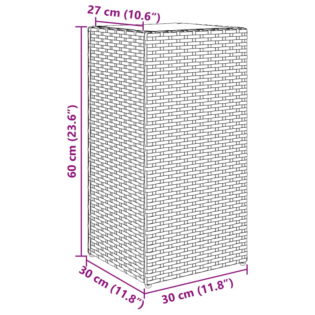 Fioriera da Giardino Grigia 30x30x60 cm in Polyrattan | homemem39
