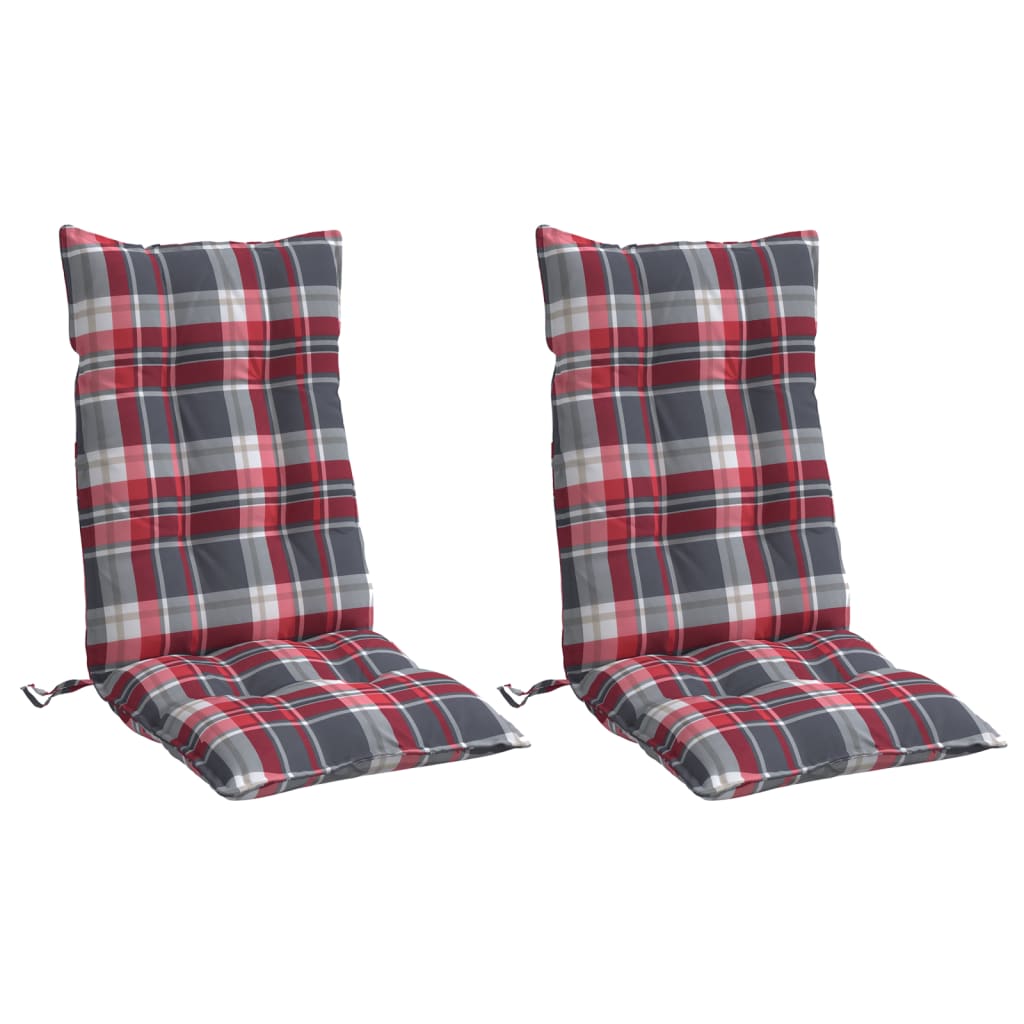 Cuscini Sedia Schienale Alto 2 pz Quadri Tessuto Oxford