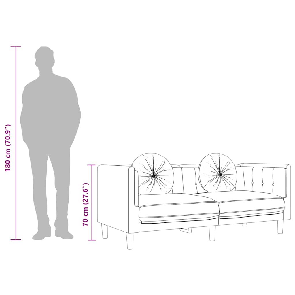 Divano a 3 Posti con Cuscini Grigio Chiaro in Velluto - homemem39