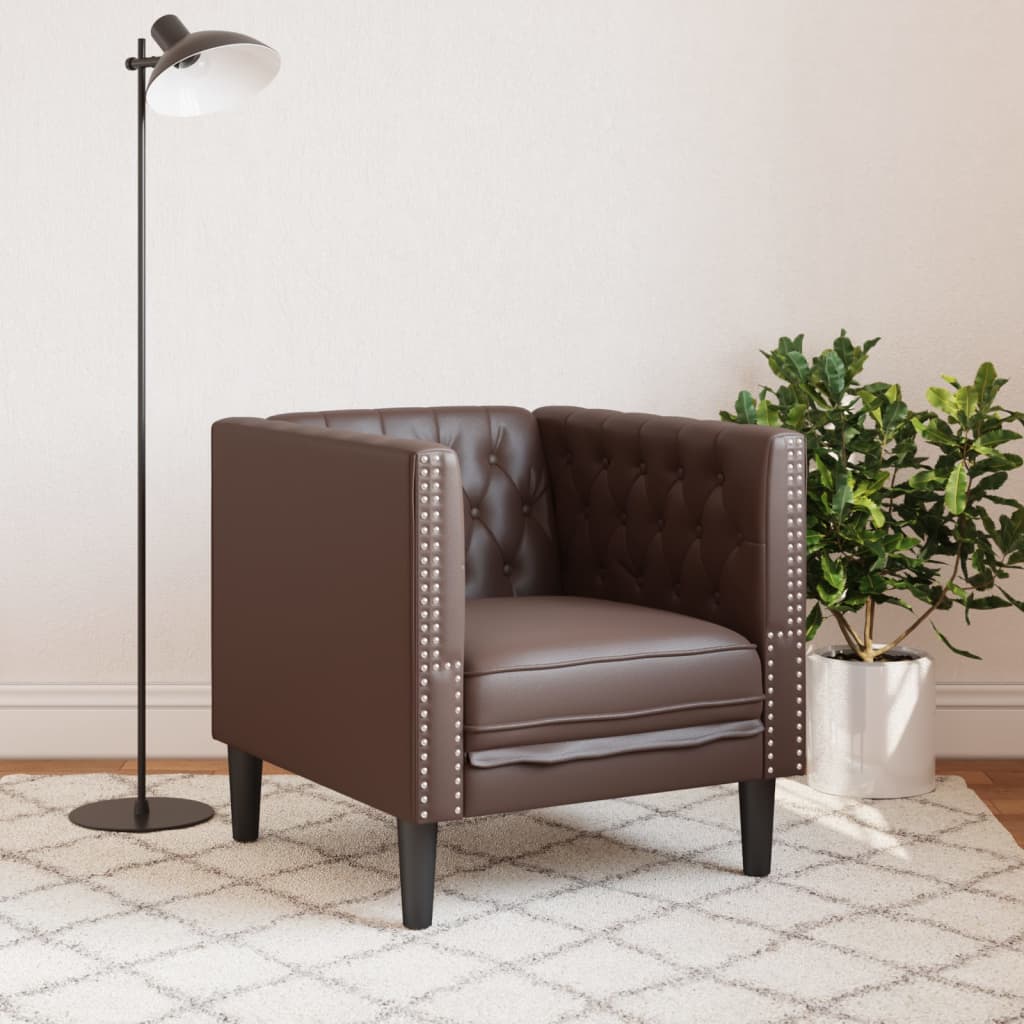 Poltrona Chesterfield Marrone in Similpelle | homemem39