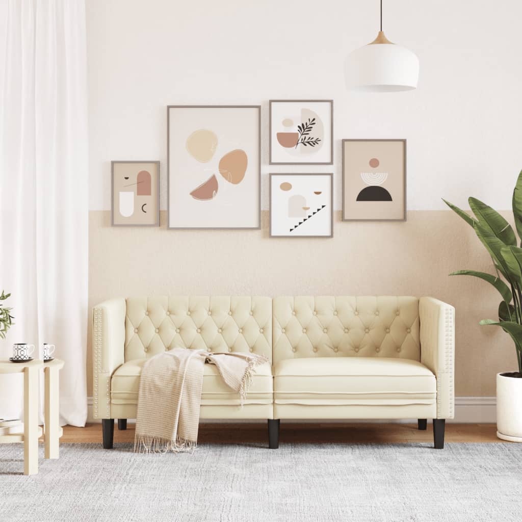 Divano Chesterfield a 2 Posti Crema in Similpelle | homemem39