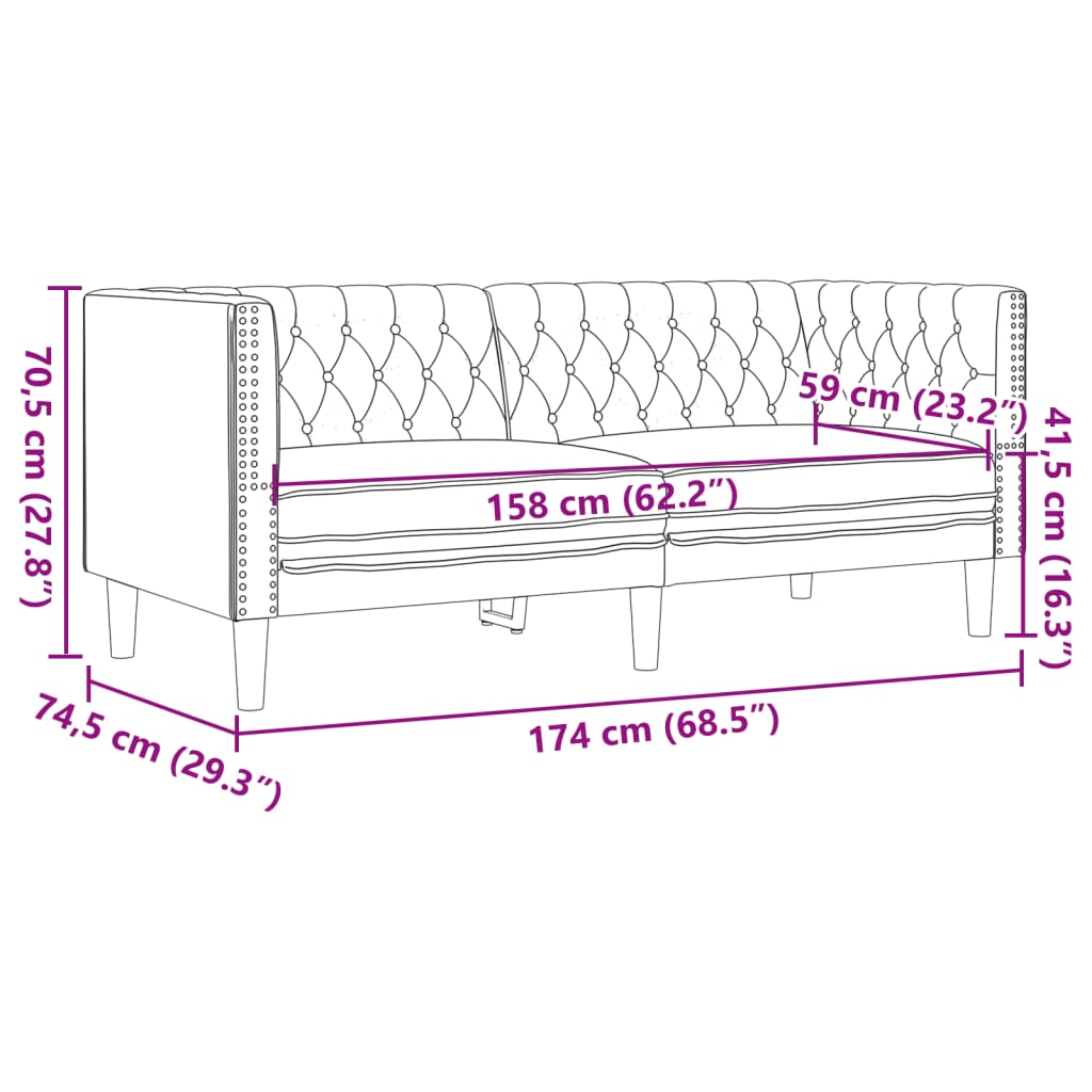 Poltrona Chesterfield a 2 Posti Rosso Vino in Similpelle | homemem39