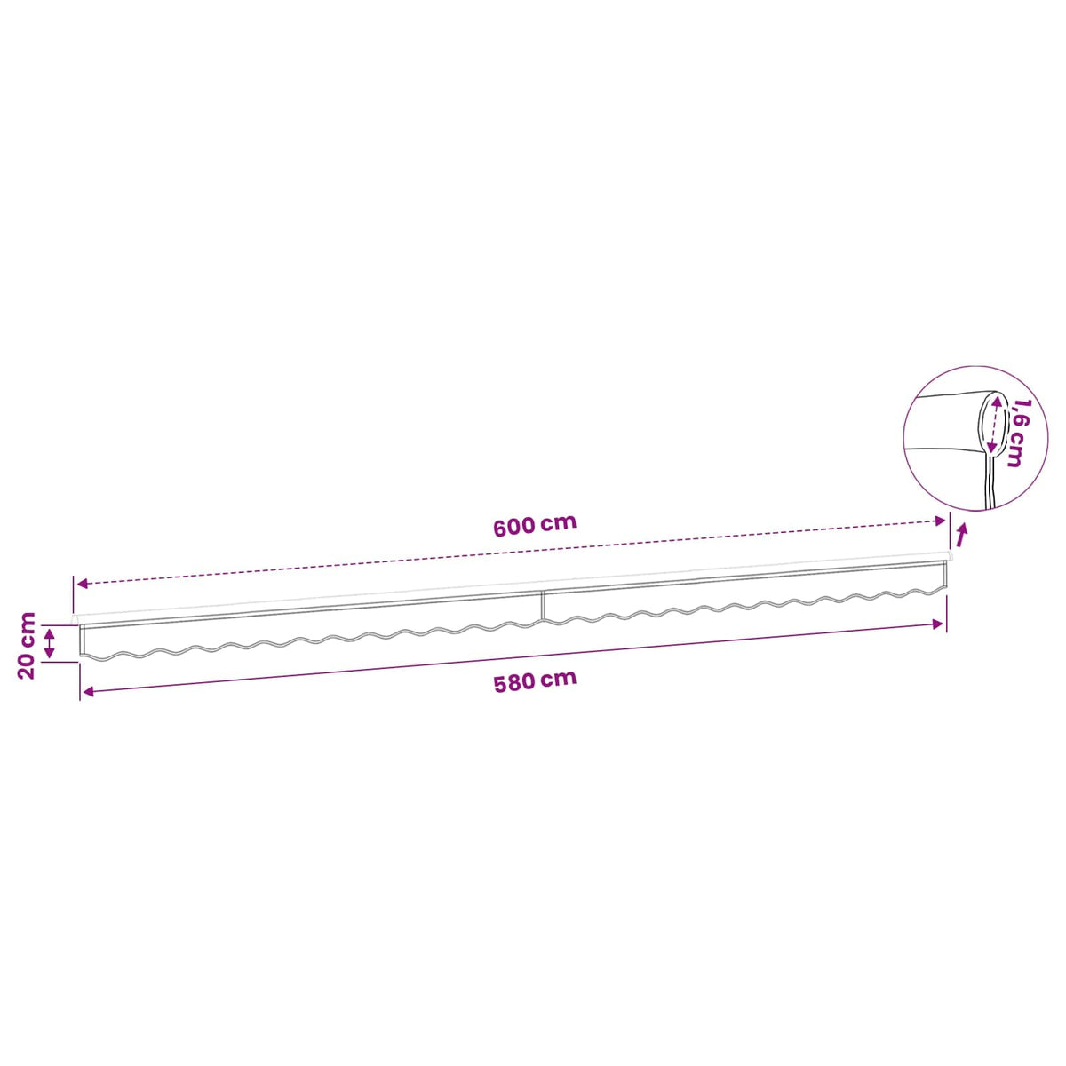 Tessuto di Ricambio Mantovana Tenda Strisce Antracite 600 cm