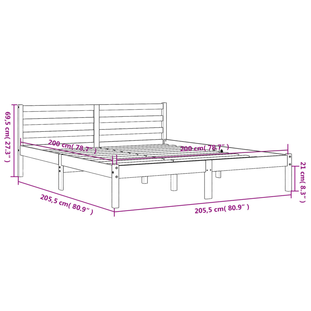 Letto senza Materasso Marrone Cera 200x200 cm in Legno di Pino | homemem39