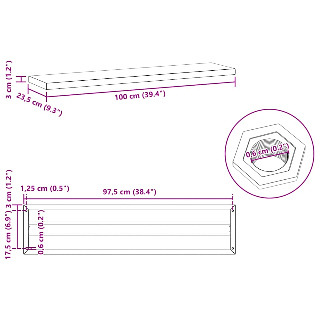 Mensole a Muro 2pz 100x23,5cm Argento in Acciaio Inossidabile