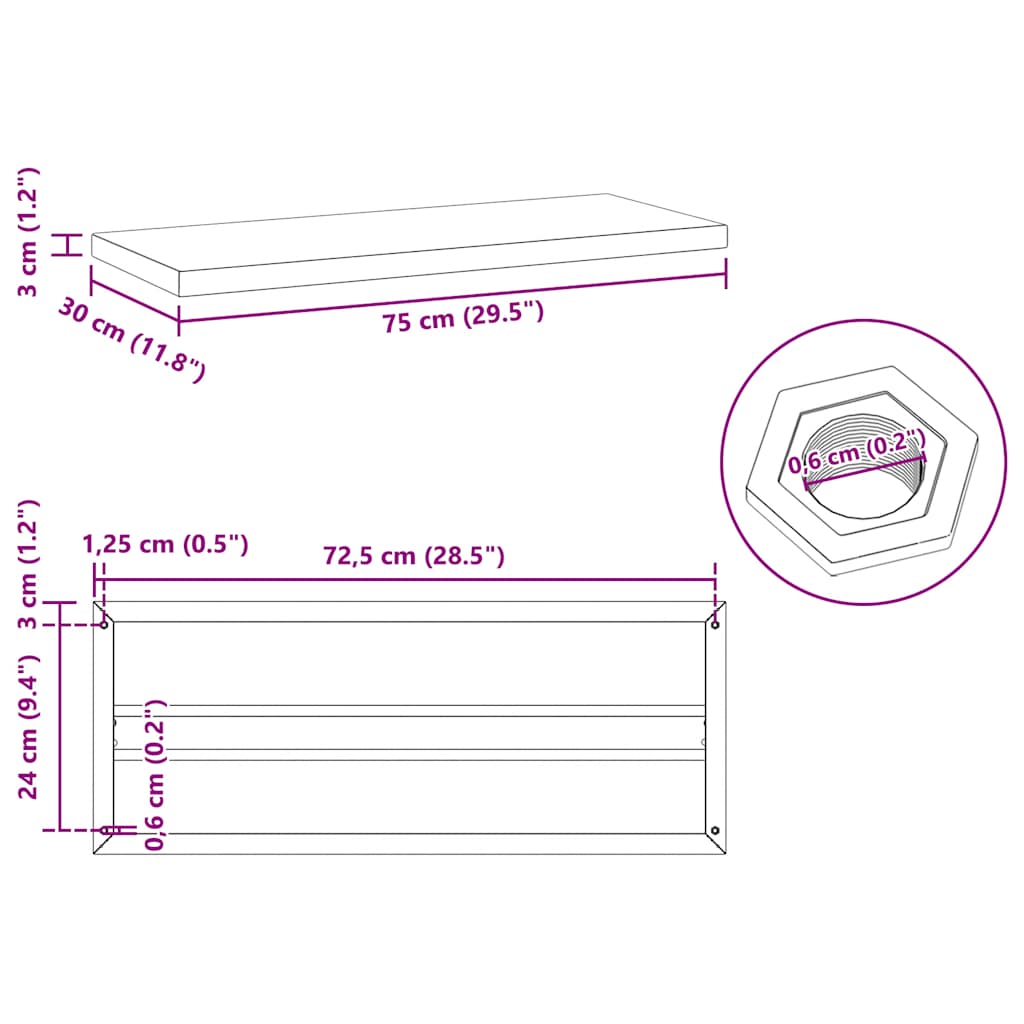 Mensole a Muro 2 pz 75x30 cm Argento in Acciaio Inossidabile
