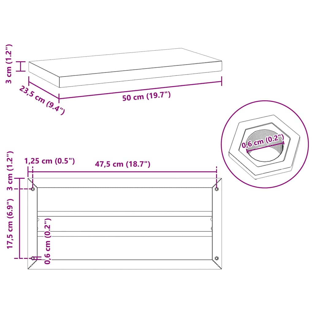 Mensole a Muro 2 pz 50x23,5 cm Nero in Acciaio Inossidabile