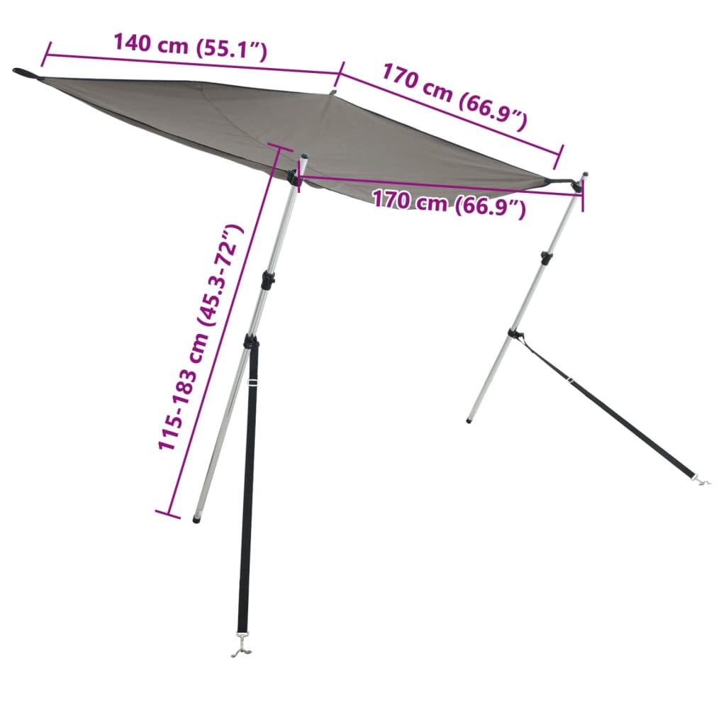 Estensione Tendalino a T Grigio Antracite 170x170x(115-183) cm | homemem39