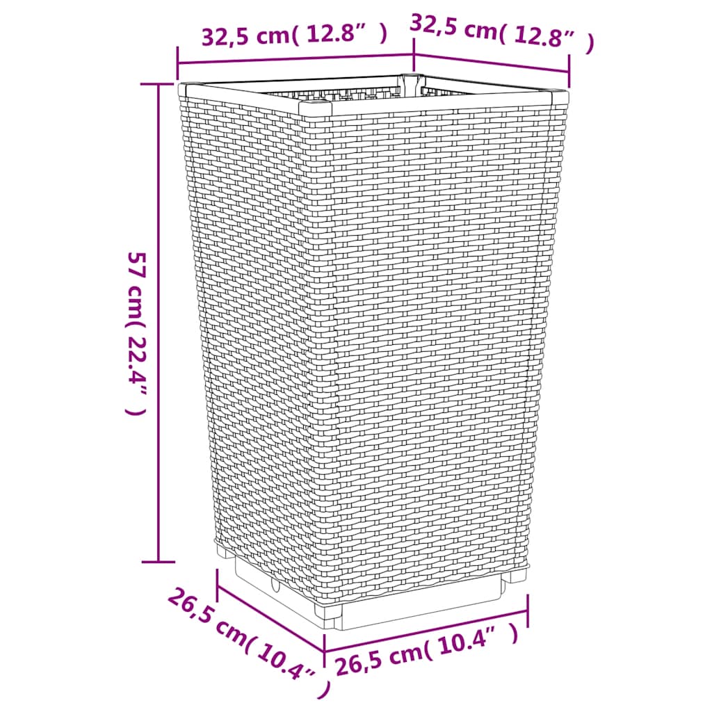 Fioriere da Giardino 2 pz Grigio Blu 32,5x32,5x57 cm in PP | homemem39