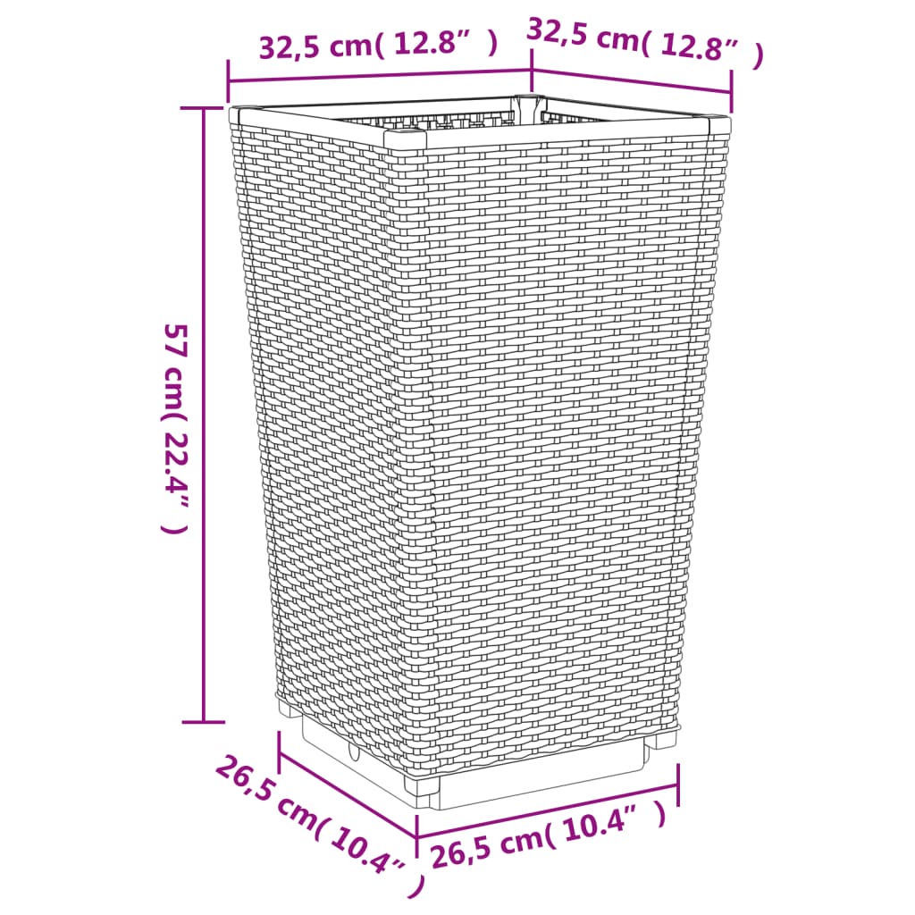 Fioriere da Giardino 2 pz Grigio Chiaro 32,5x32,5x57 cm in PP | homemem39