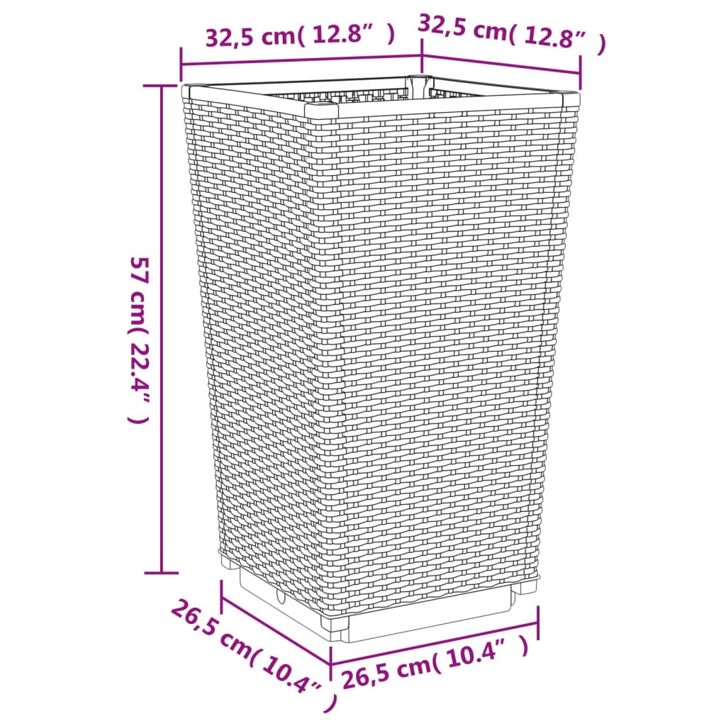 Fioriere da Giardino 2 pz Nere 32,5x32,5x57 cm in PP | homemem39
