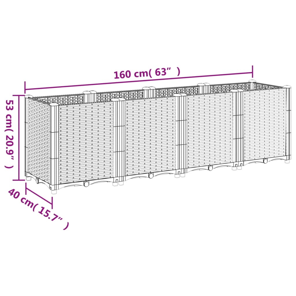 Fioriera da Giardino Marrone 160x40x53 cm in PP | homemem39