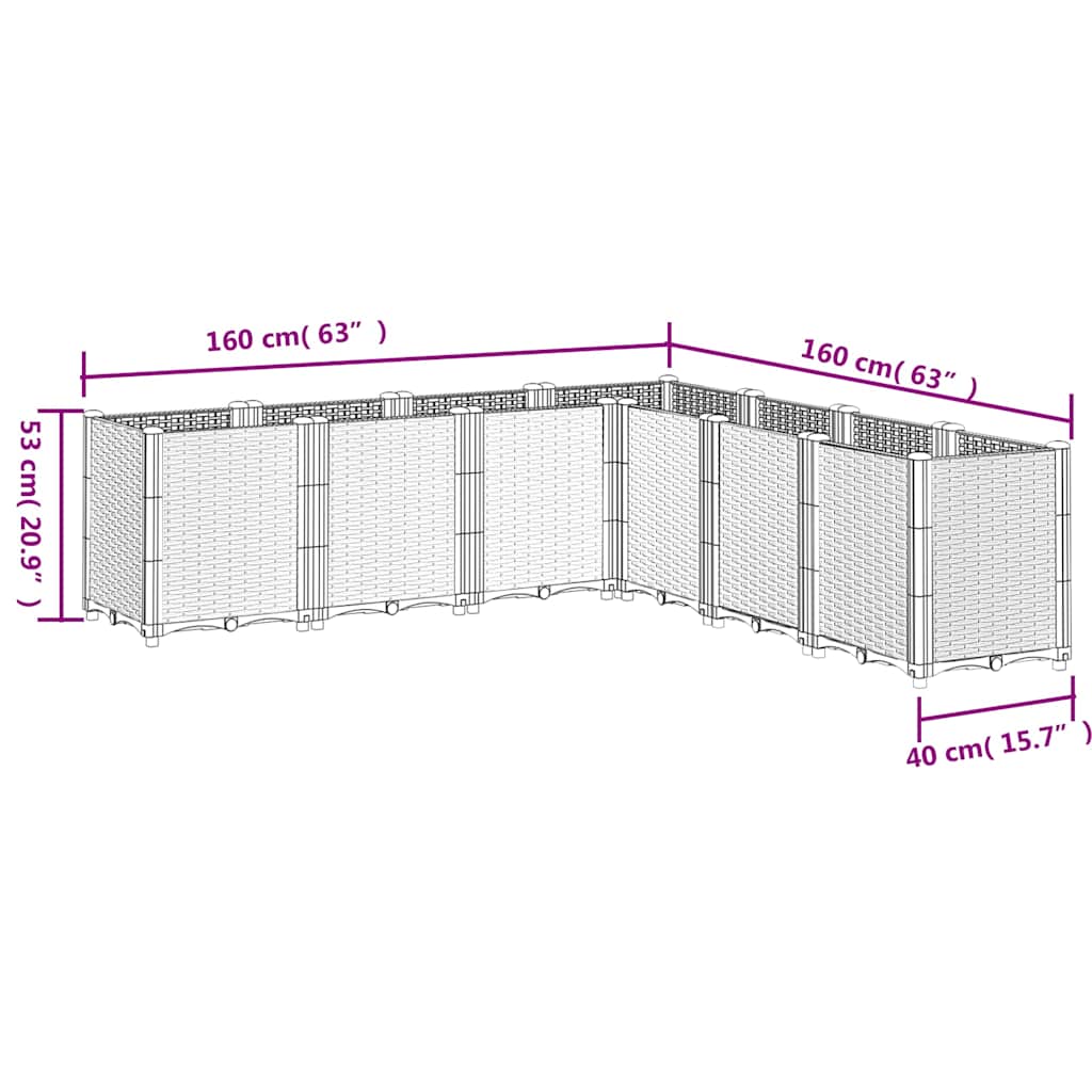 Fioriera da Giardino Marrone 160x160x53 cm in PP | homemem39