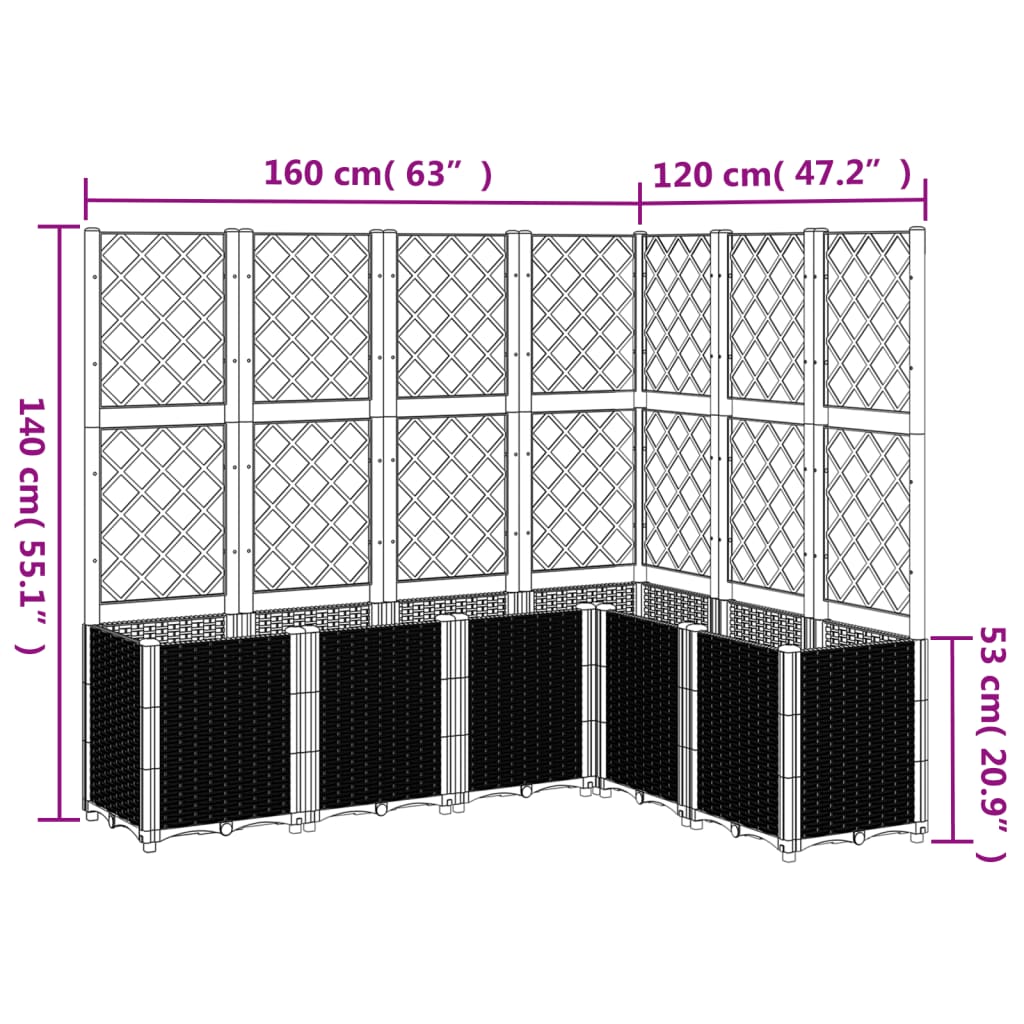 Fioriera da Giardino con Graticcio Bianco 160x120x140 cm in PP | homemem39