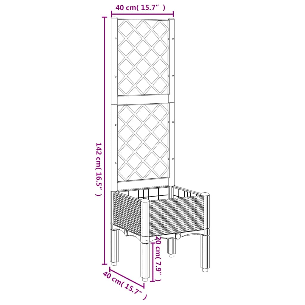 Fioriera Giardino con Traliccio Grigio Blu 40x40x142 cm PP | homemem39