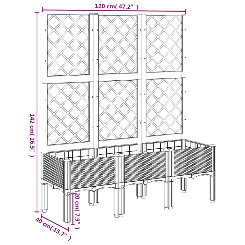 Fioriera da Giardino con Graticcio Bianco 120x40x142 cm PP | homemem39