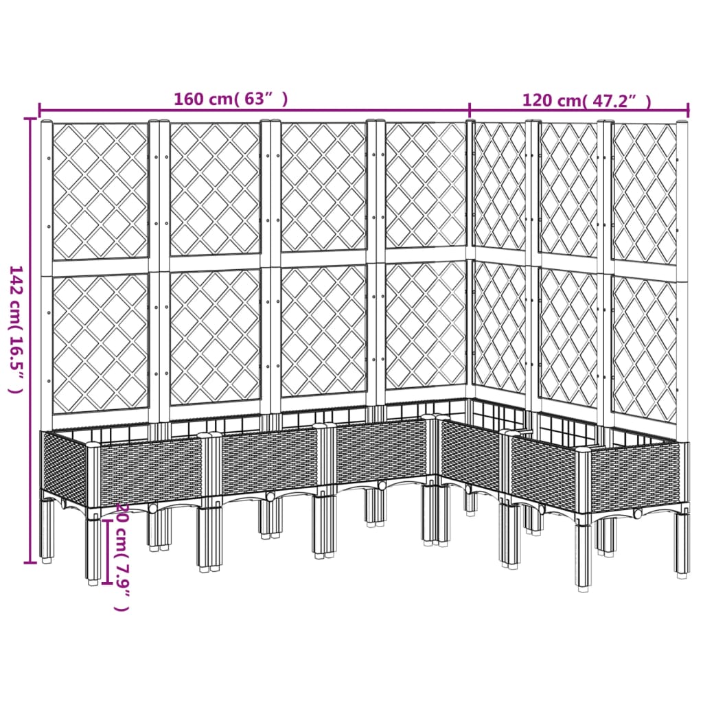 Fioriera Giardino con Graticcio Marrone 160x120x142 cm in PP | homemem39