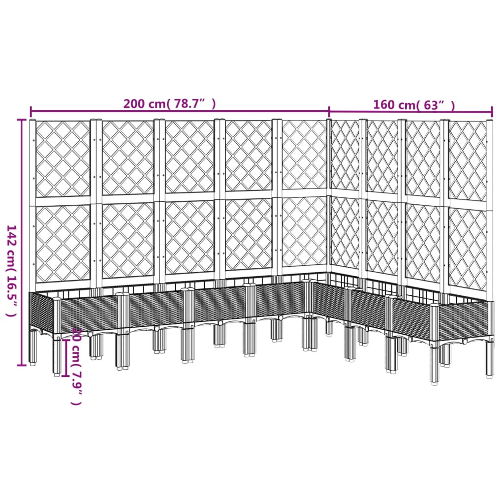 Fioriera Giardino con Traliccio Grigio Chiaro 200x160x142 cm PP | homemem39