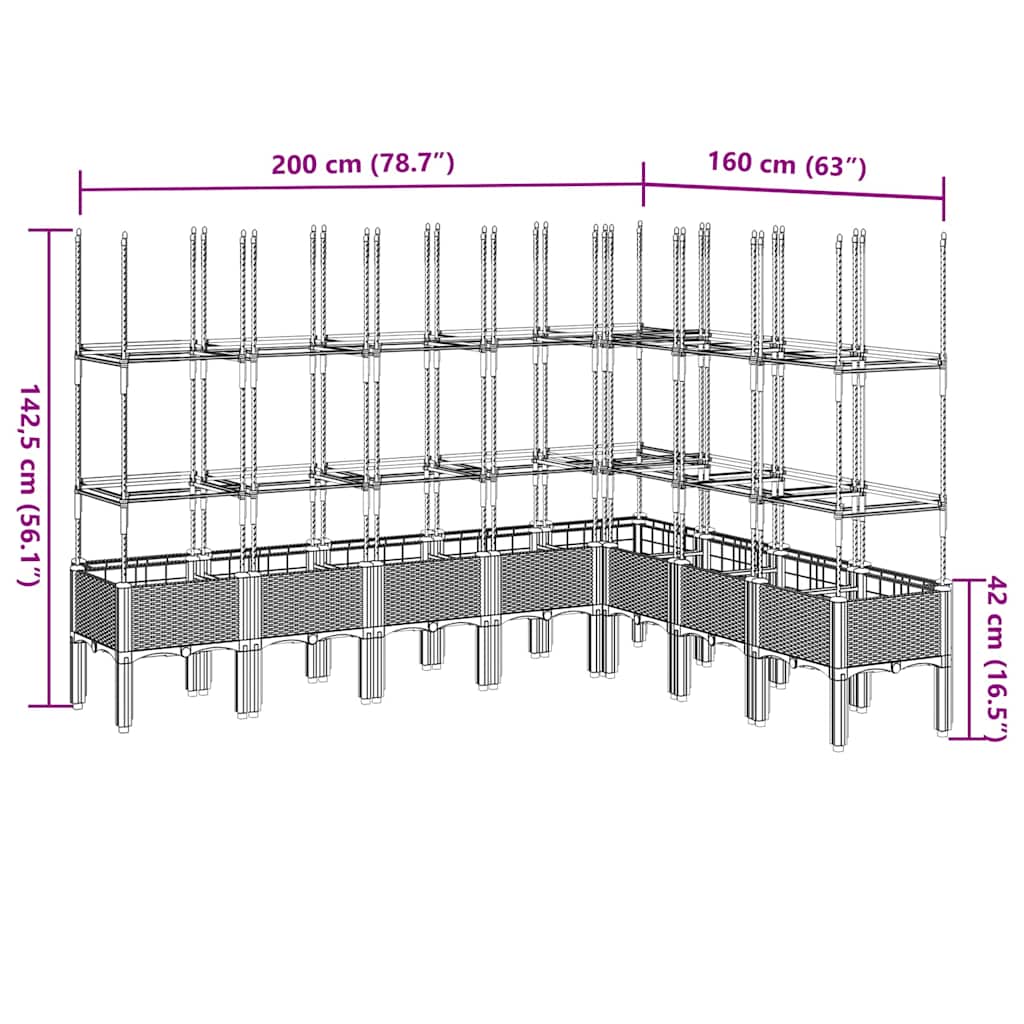 Fioriera da Giardino con Traliccio Bianco 200x160x142,5cm in PP | homemem39