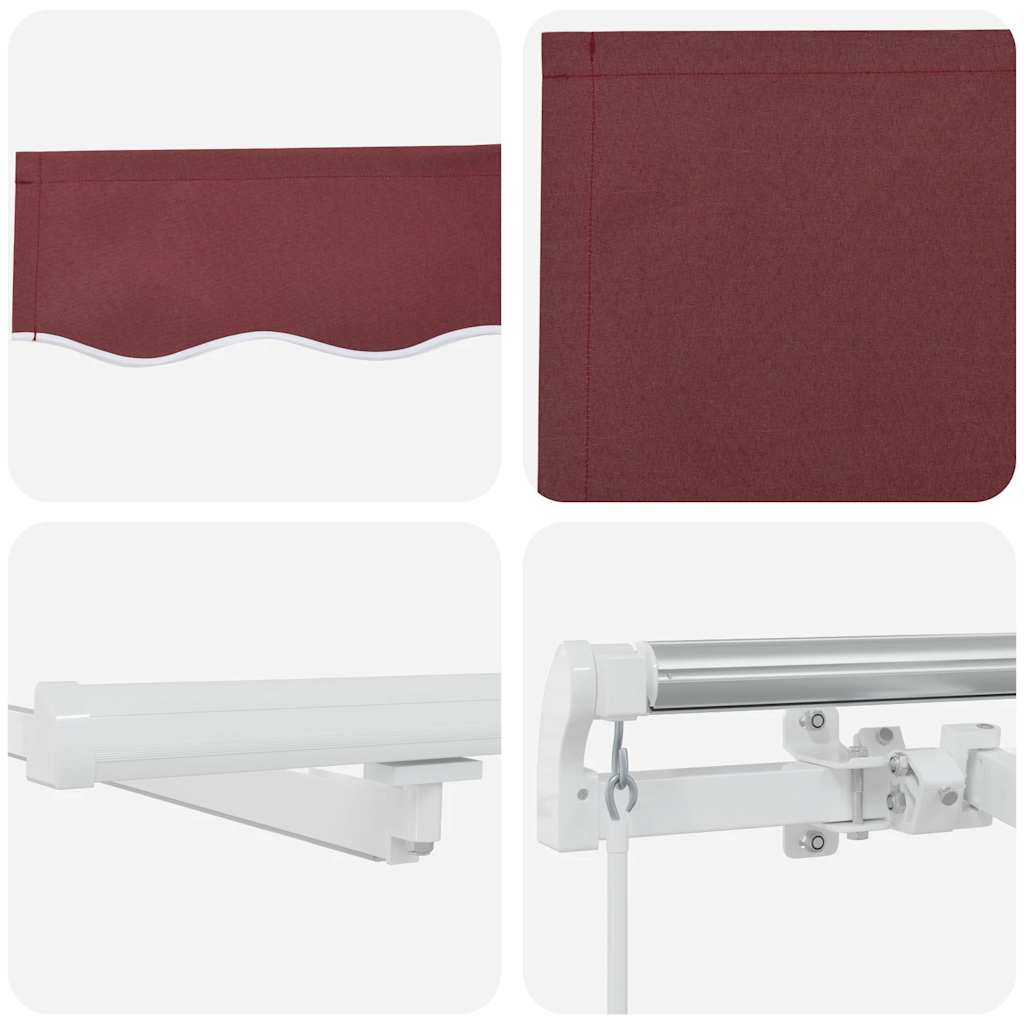 Tenda da Sole Retrattile Manuale con LED Bordò 300x250 cm | homemem39