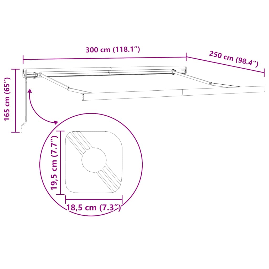 Tenda da Sole Retrattile Manuale Bordò 300x250 cm | homemem39