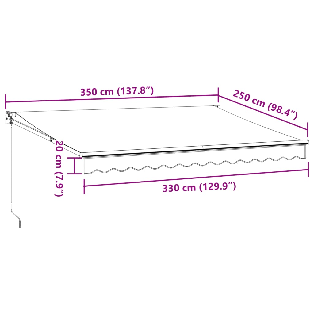 Tenda Sole Retrattile Manuale 350x250 cm Marrone | homemem39