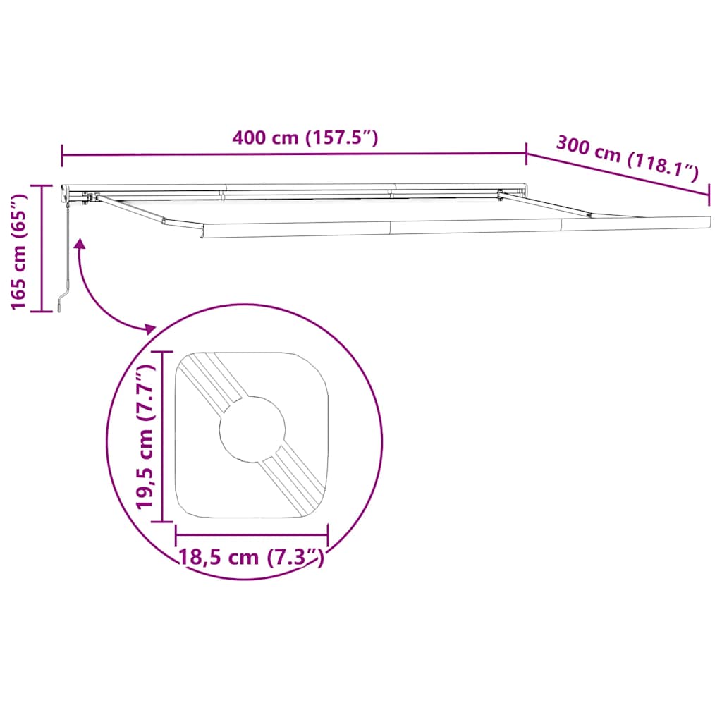 Tenda Sole Retrattile Manuale 400x300 cm Marrone