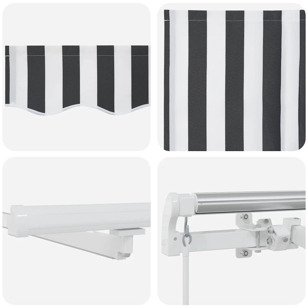 Tenda da Sole Retrattile Manuale con LED Antracite e Bianco - homemem39