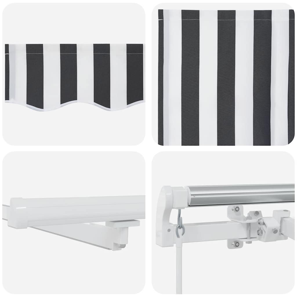 Tenda Retrattile Manuale con LED Antracite e Bianco 600x300 cm | homemem39