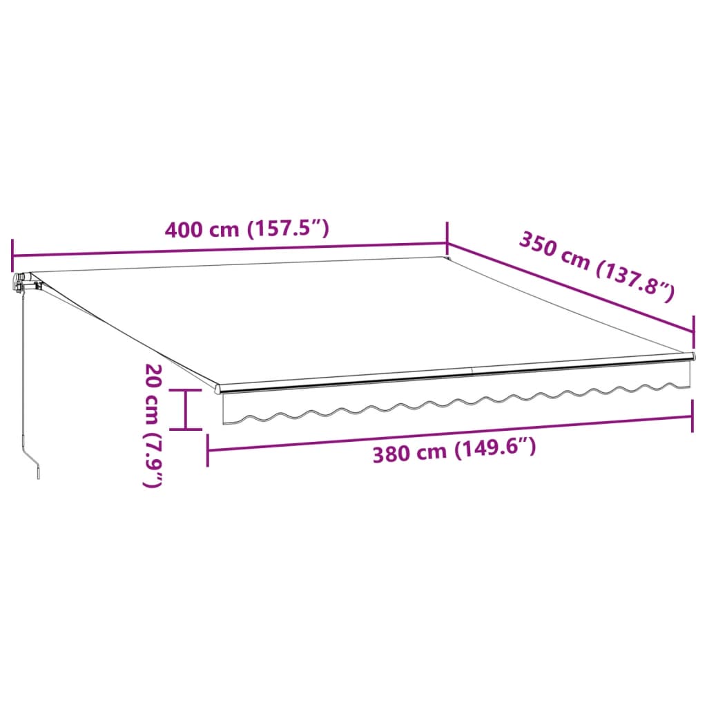 Tenda Retrattile Manuale con LED Antracite e Bianco 400x350 cm | homemem39