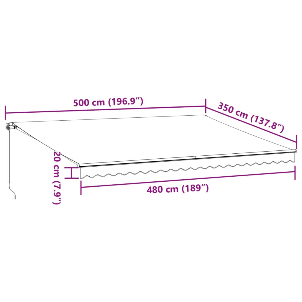Tenda da Sole Retrattile Manuale Antracite e Bianco 500x350 cm | homemem39