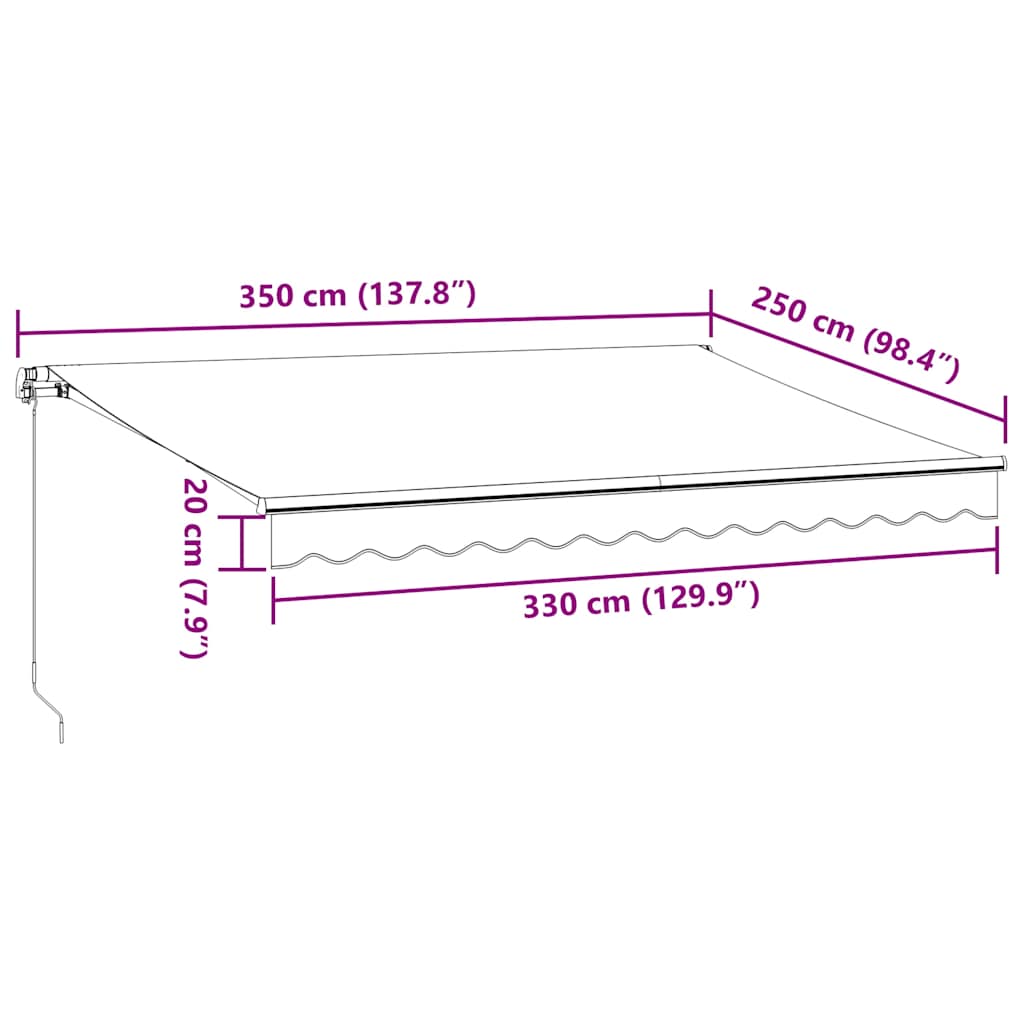 Tenda da Sole Retrattile Manuale Antracite e Bianco 350x250 cm | homemem39