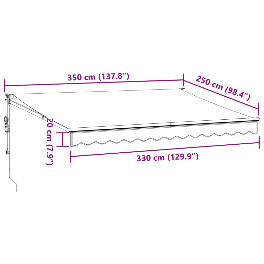Tenda Retrattile Antracite e Bianca 3,5x2,5m Tessuto/Alluminio - homemem39