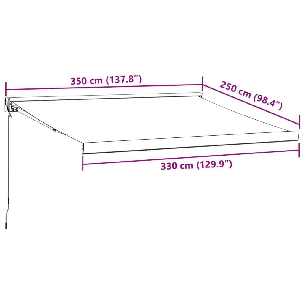 Tenda Retrattile Antracite e Bianca 3,5x2,5m Tessuto/Alluminio | homemem39