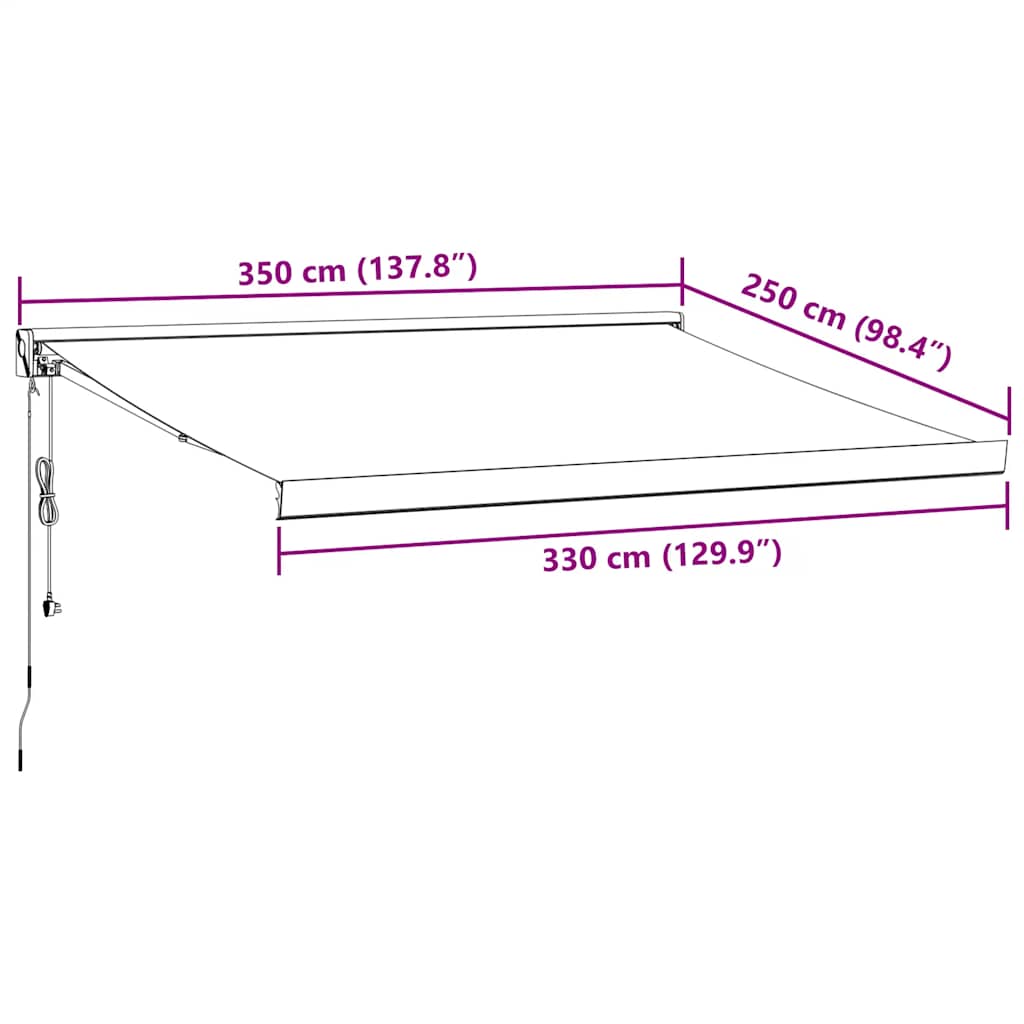 Tenda Retrattile Antracite e Bianca 3,5x2,5m Tessuto/Alluminio | homemem39