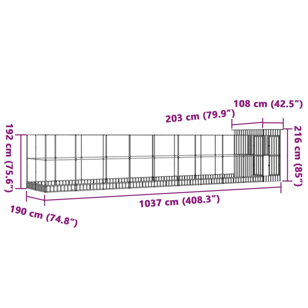 Voliera con Estensione Argento 1037x203x216 cm in Acciaio | homemem39